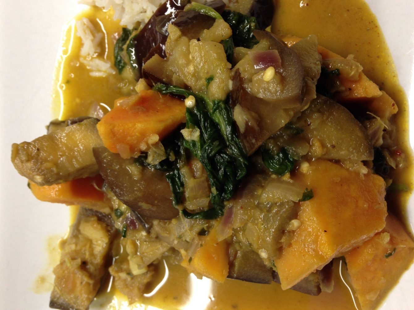 Süßkartoffel Auberginen Spinat Curry