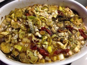 Geschmortes Lauchgemüse mediterran