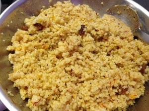 Gewürzhirse mit Safran, Cumin und Orangenzesten
