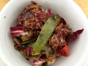 Reissalat mit Zuckerschoten