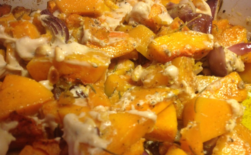 Gerösteter Butternut Kürbis mit Tahine und Za'atar