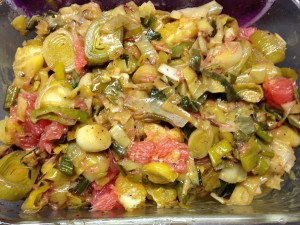 Lauch Salat mit Grapefruit Orange Senf Vinaigrette