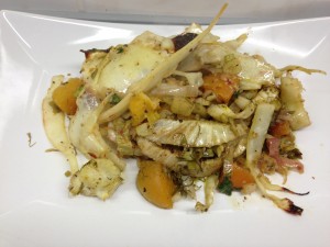 Gebackener Weißkohl und Fenchel mit Orangen, Aprikosen, Walnüssen und Koriander