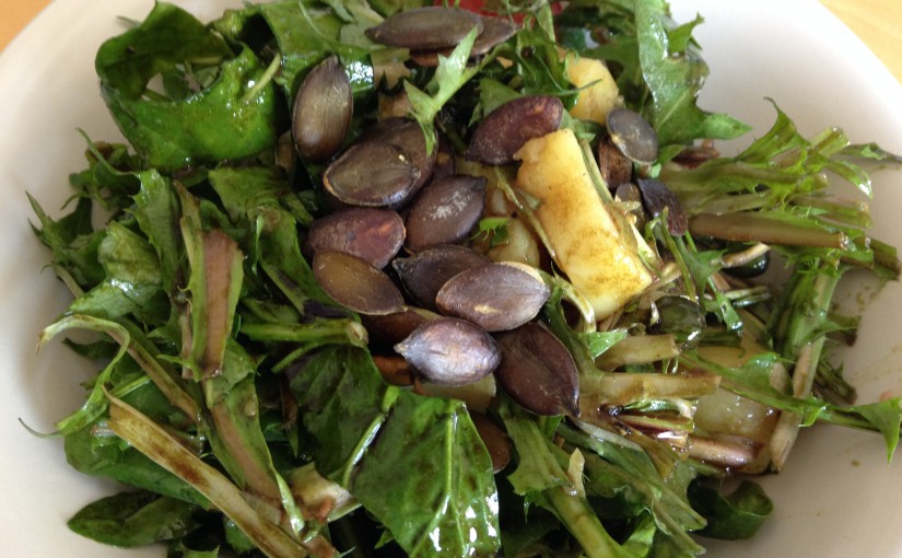 Wildsalat - Unkrautvernichtung mit Messer und Gabel: Löwenzahn mit Kürbiskernöl-Vinaigrette