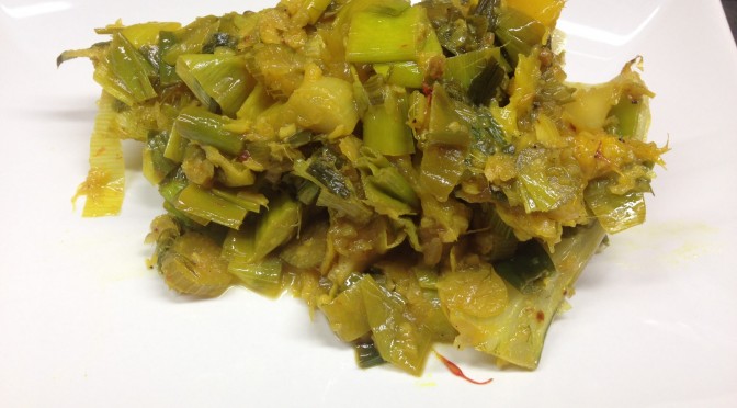 Gebackener gefüllter Fenchelmit Lauch und Mango
