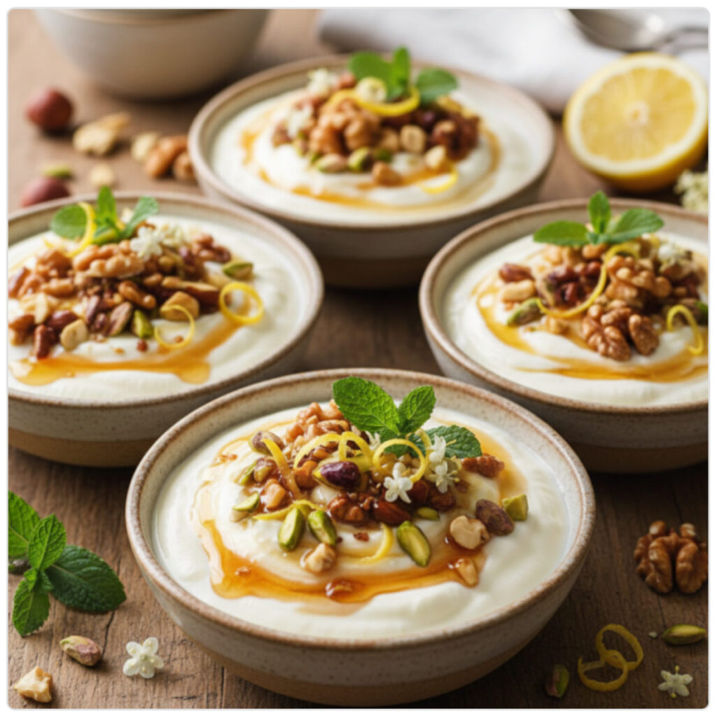 Griechischer Joghurt mit Honig und gerösteten Nüssen