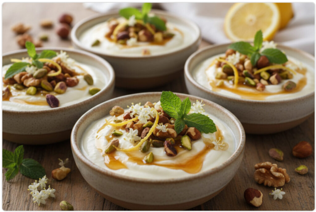 Griechischer Joghurt mit Honig und gerösteten Nüssen