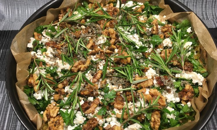 Zitronen Lauch Tarte mit Walnüssen und Ziegenkäse