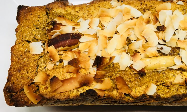 Süßkartoffel Bananen Brot mit Chia und Ingwer