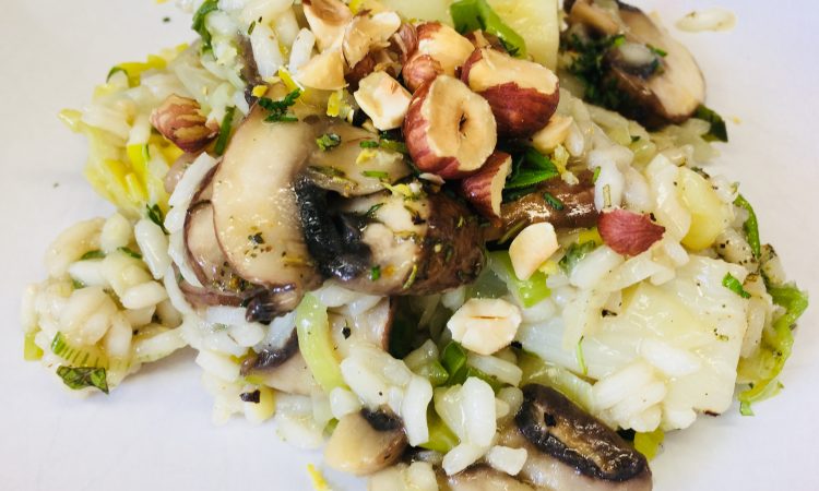 Risotto mit Lauch, Spargel und Champignons