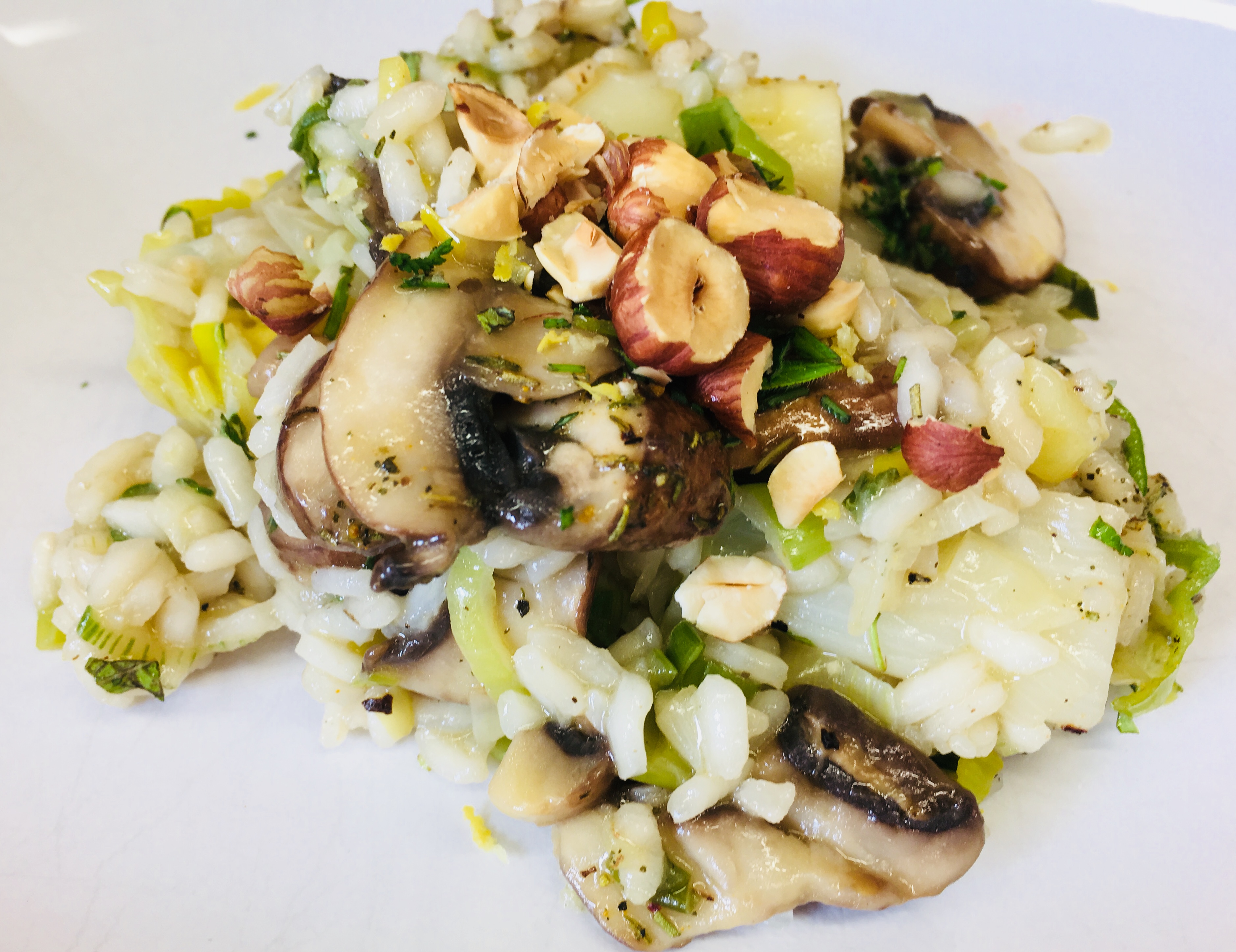Risotto mit Lauch, Spargel und Champignons