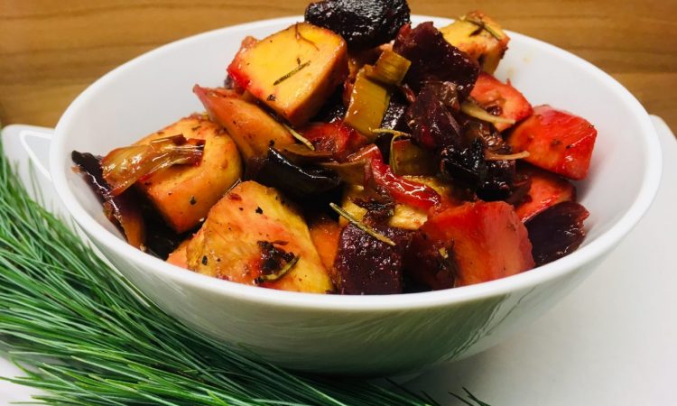 Gebackenes Wurzelgemüse mit Ahorn-Kapern-Vinaigrette