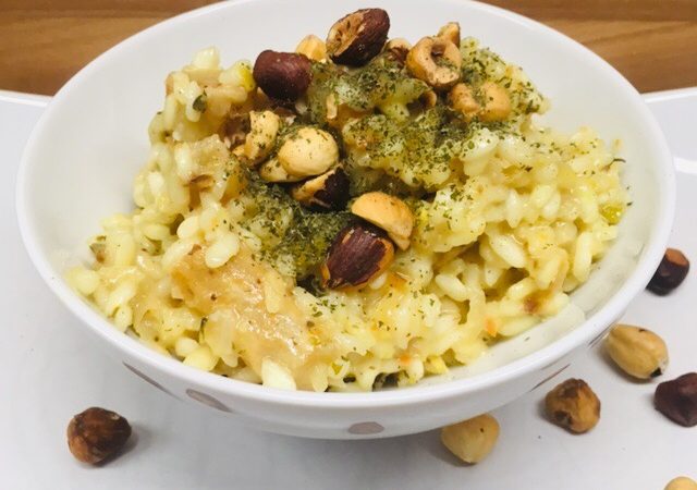 Kokos Schwarzwurzel Risotto mit Haselnüssen