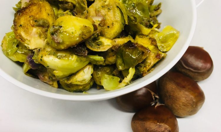 Rosenkohl mit Maronen Pesto