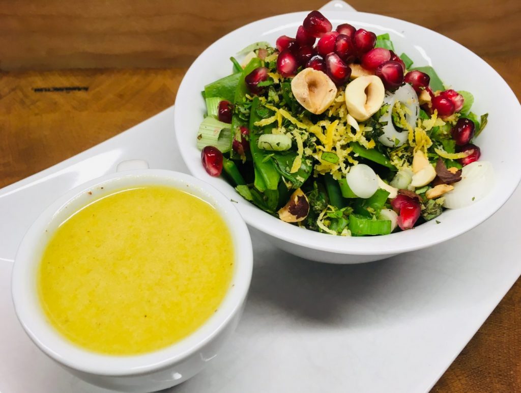 Bohnen Zuckerschoten Salat mit Leinöl Balsamico Dressing