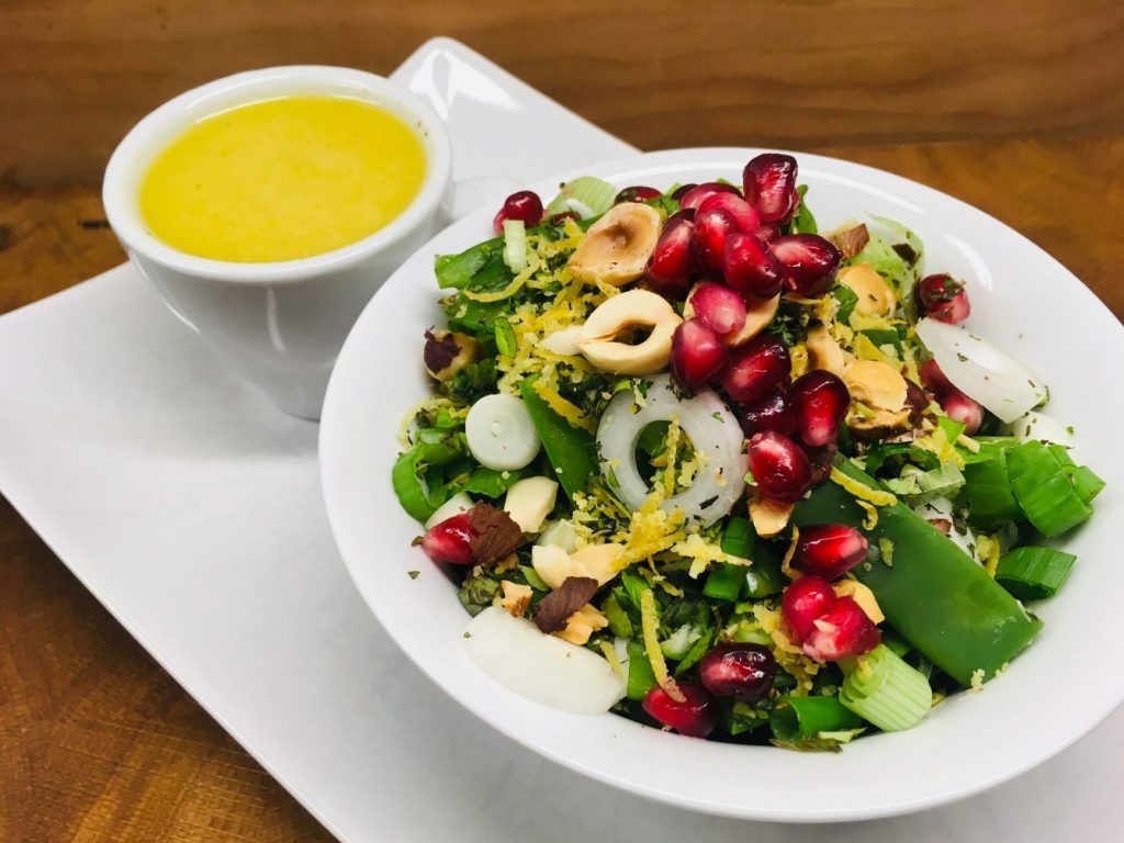 Bohnen Zuckerschoten Salat mit Leinöl Balsamico Dressing