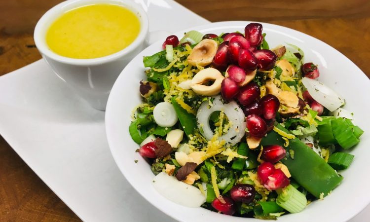Bohnen Zuckerschoten Salat mit Leinöl Balsamico Dressing