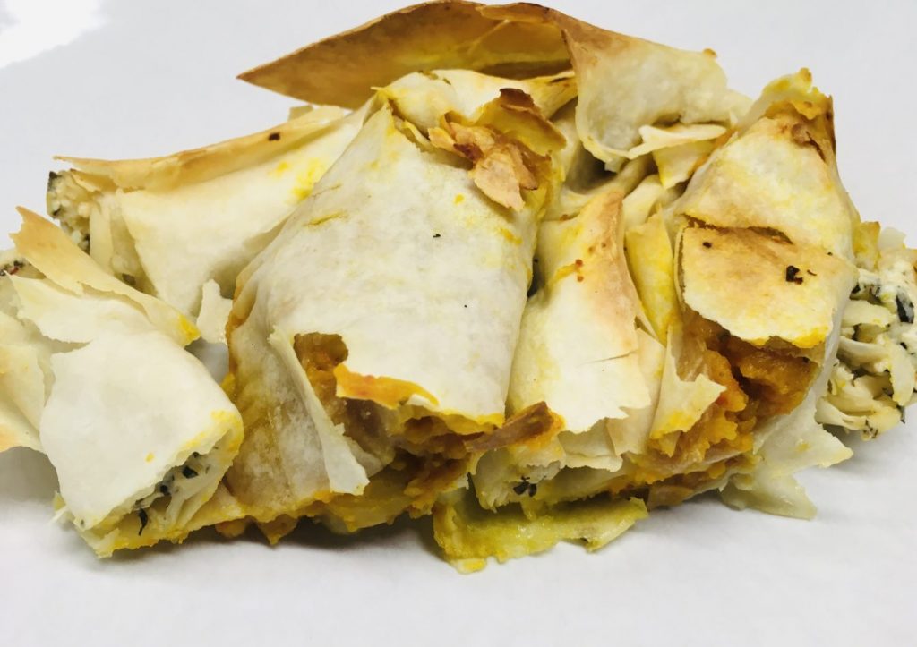 Kolokithotirópita striftí - Griechischer Kürbisstrudel mit Schafskäse