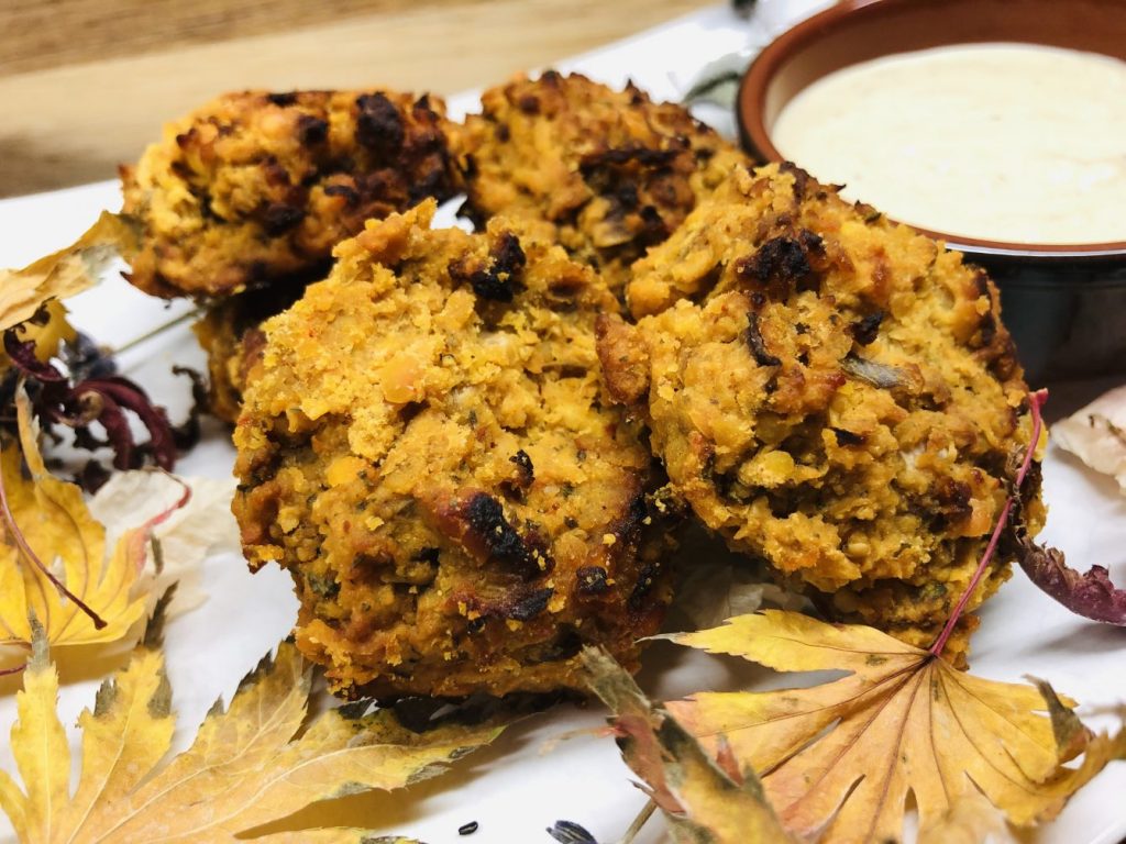 Kürbis Linsen Falafel