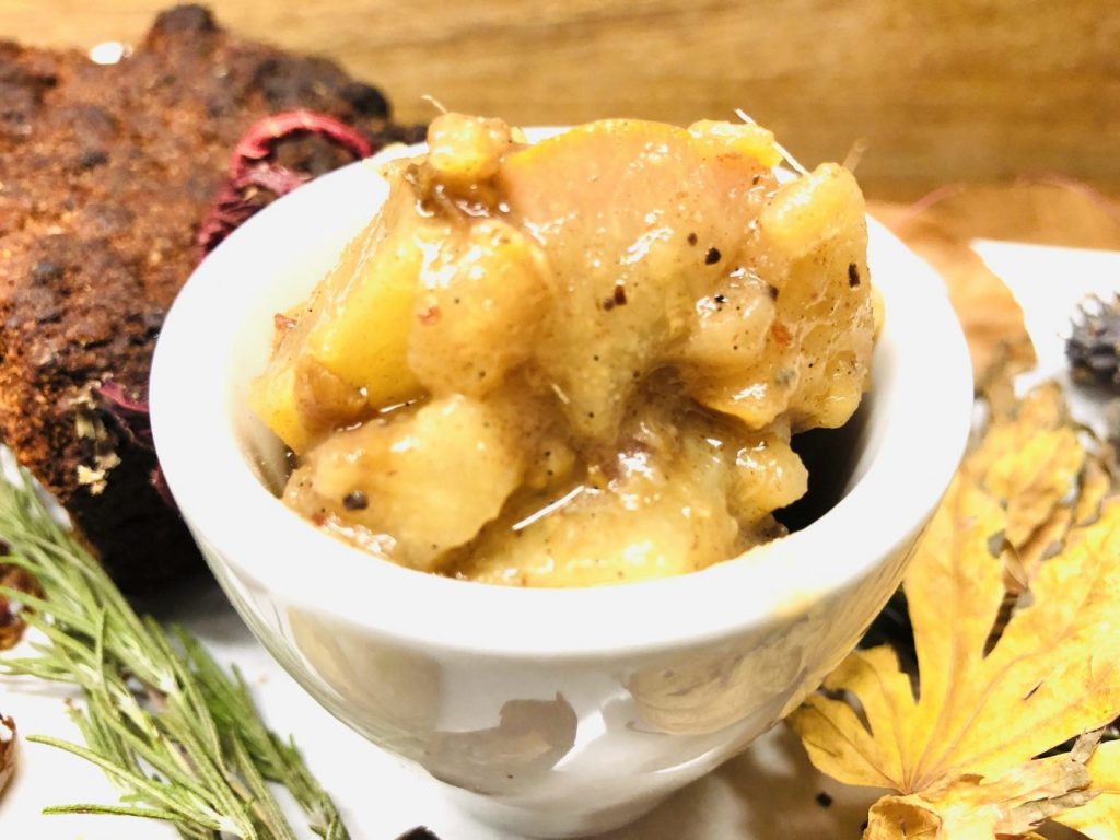 Birnen Maronen Relish mit Datteln 