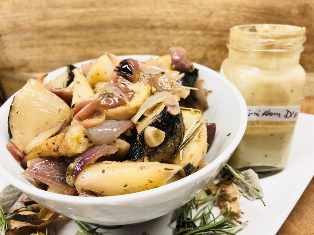 Schwarzwurzeln und Schwarzer Rettich mit gerösteten Trauben