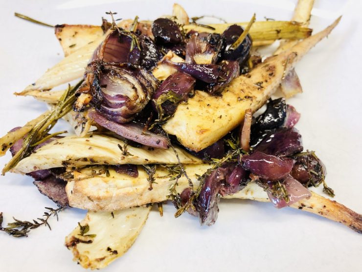 Fenchel-Pastinaken-Gemüse mit Trauben