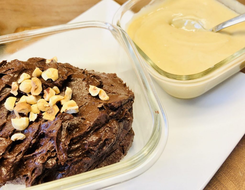 Avocado Schokoladen Haselnuss Parfait mit Maronencreme