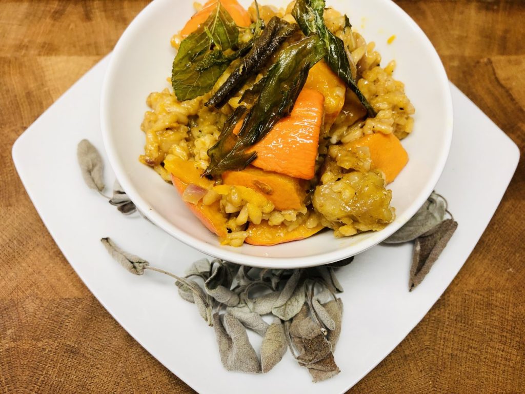Risotto mit Kürbis, Maronen und Salbei