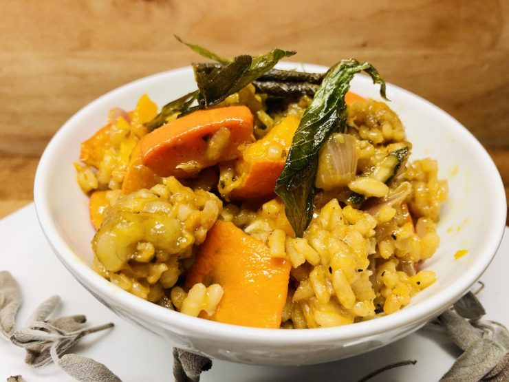 Risotto mit Kürbis, Maronen und Salbei