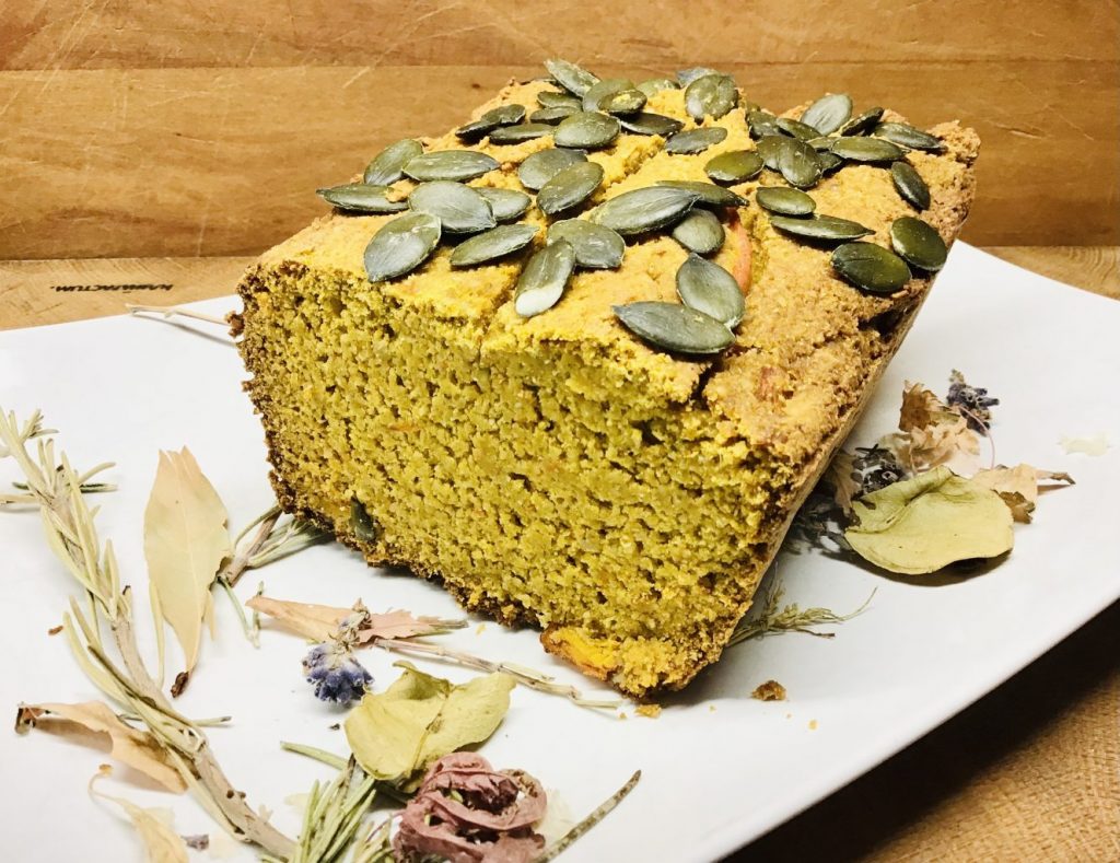 Kürbis Brot mit Tahini