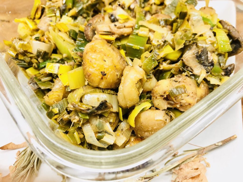 Lauch mit Champignons und Maronen