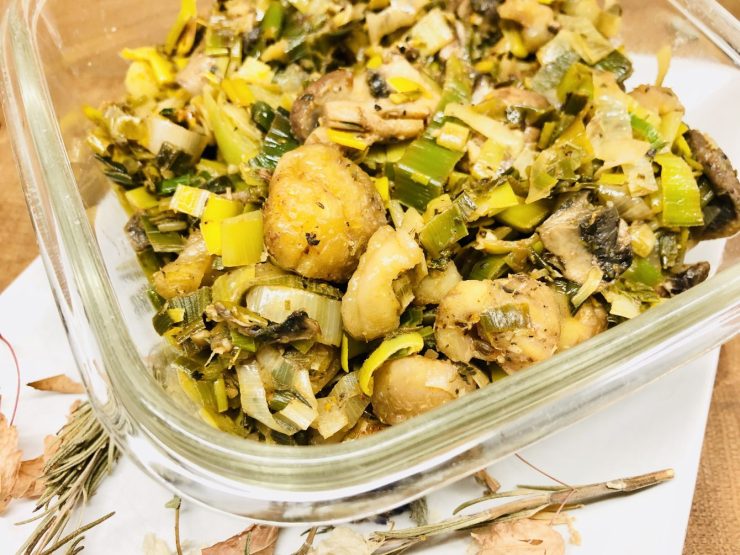 Lauch mit Champignons und Maronen