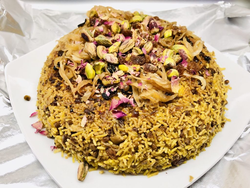 Linsen Reis mit Tahdig Kruste