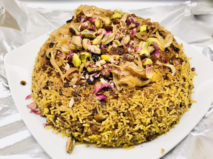 Linsen Reis mit Tahdig Kruste