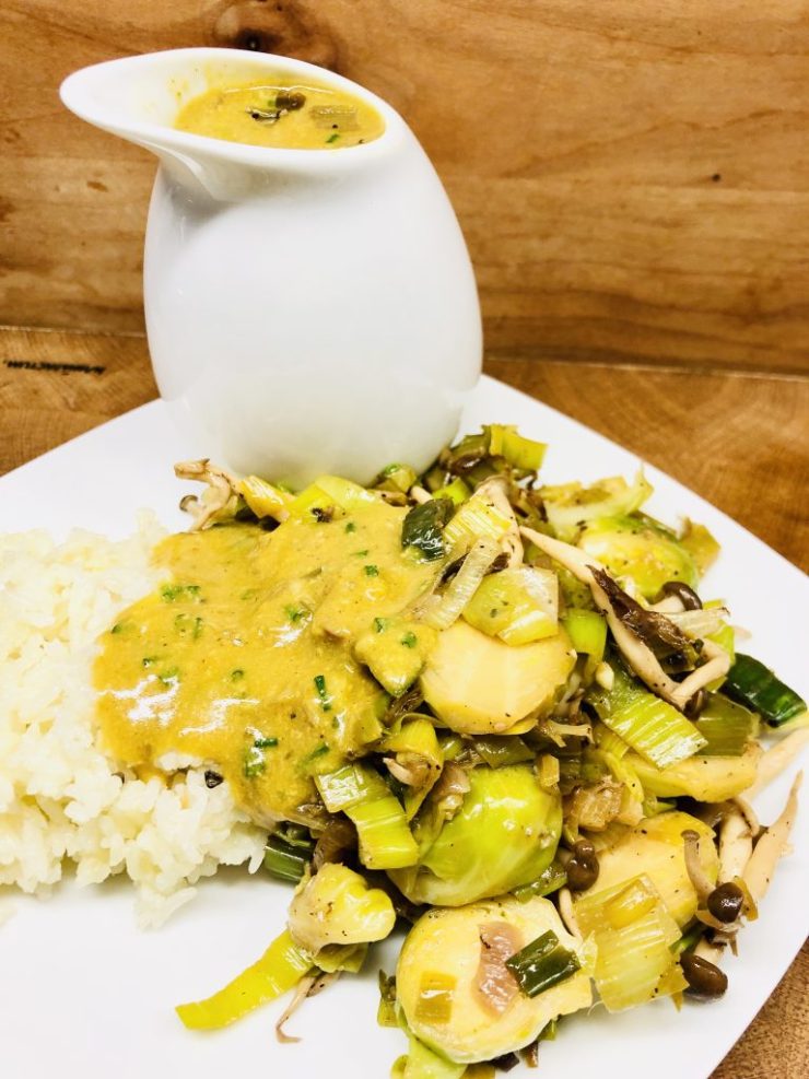 Rosenkohl mit Curry Senf Sauce