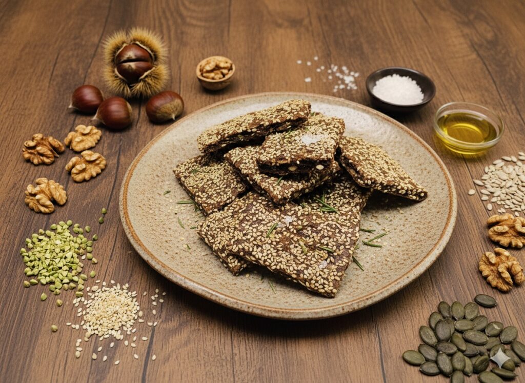 Buchweizen-Kastanien-Walnuss-Cracker