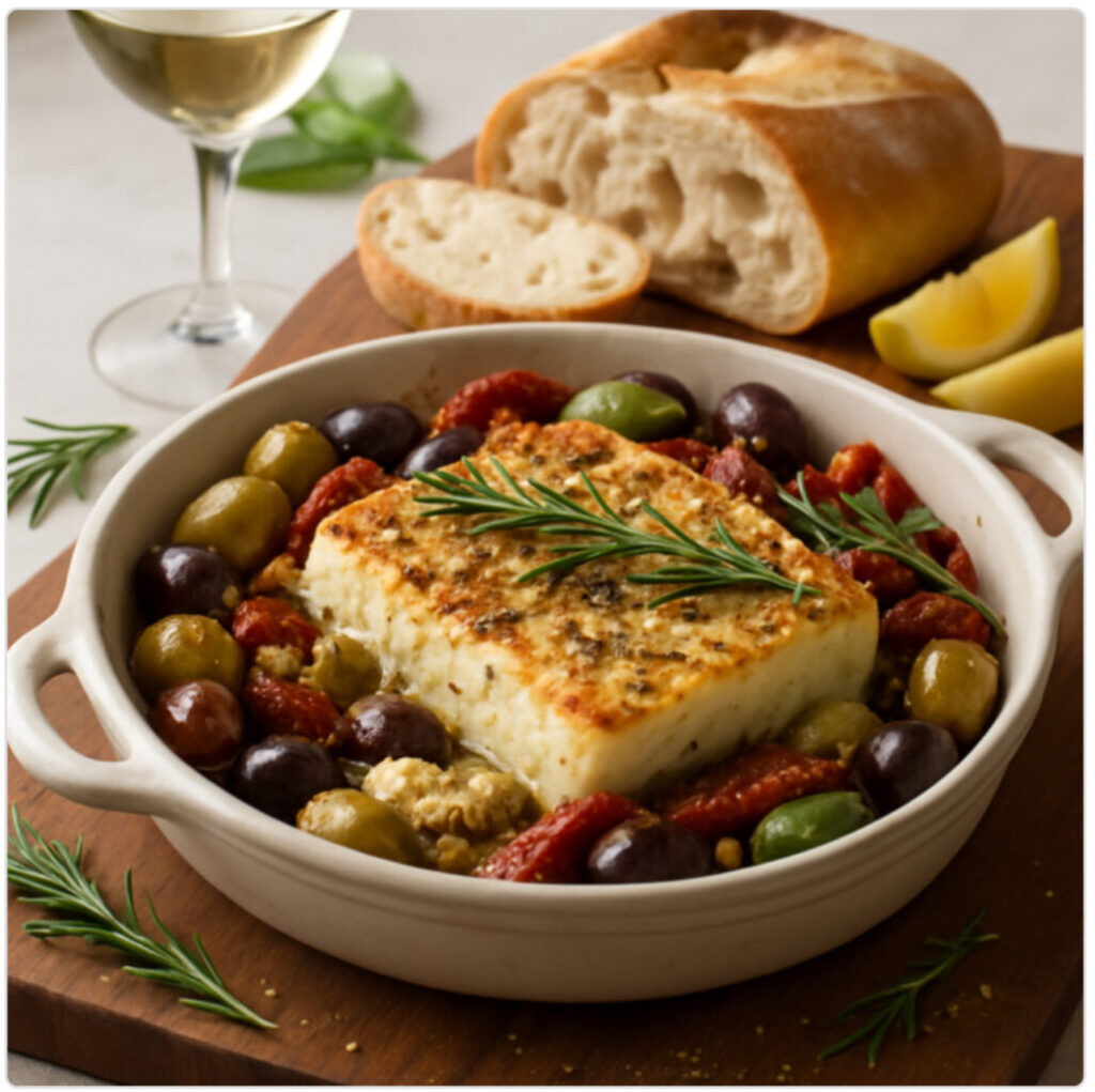 🇩🇪 Gebackener Feta mit Oliven und sonnengetrockneten Tomaten 🧀🍅 --- 🇬🇧 Baked Feta with Olives & Sun-Dried Tomatoes