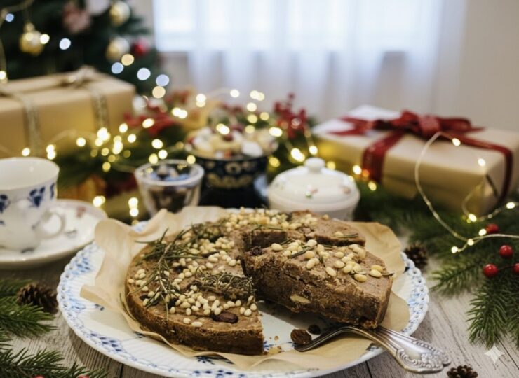 Castagnaccio - Toskanischer Kastanien Kuchen mit Pinienkernen und Rosmarin