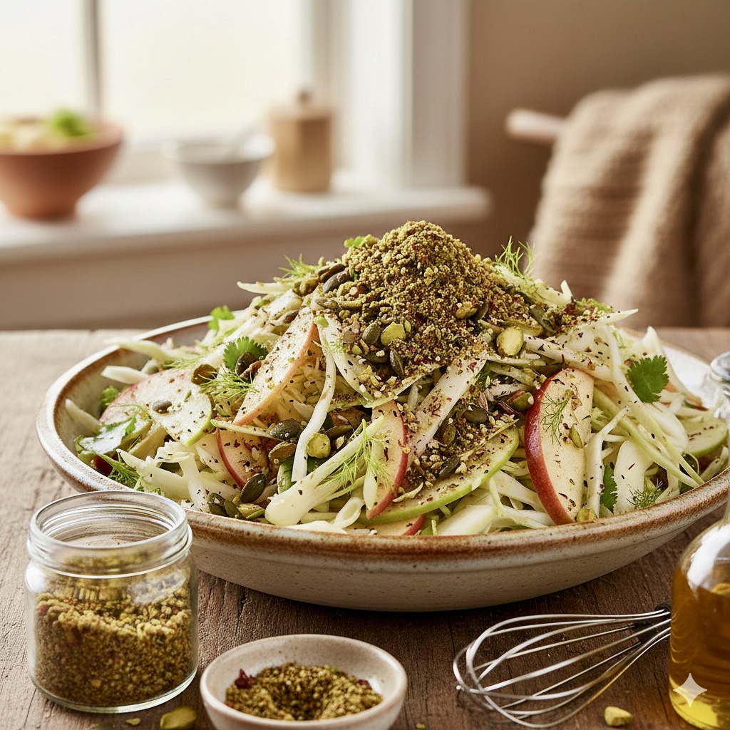 🇩🇪 Weißkohl-Fenchel-Apfel-Slaw mit Za’atar und Pistazien-Dukkah 🥗✨
---
🇬🇧 Cabbage Fennel Apple Slaw with Za’atar and Pistachio Dukkah 🥗✨ (English version👇)
🇩🇪 Knackig, frisch und würzig – dieser Winter-Slaw bringt dich mit seiner Textur und exotischen Aromen direkt in eine Geschmacksoase! Za’atar und Pistazien-Dukkah geben dem Salat den besonderen Kick. 🌿🥒🍏
Zutaten:
• ½ Weißkohl (ca. 500 g), fein geschnitten
• 1 Fenchelknolle, dünn geschnitten
• 1 großer Apfel, fein geschnitten 🍏
• 1 Bund frischer Koriander, grob gehackt
• 40 g Kürbiskerne, geröstet
• 70 g Pistazien, grob gehackt
• 1 EL Pistazien-Za’atar-Dukkah
Dressing:
• 4 EL Olivenöl
• Saft von 1 Zitrone 🍋
• 1 EL Honig 🍯
• 1 Knoblauchzehe, gerieben
• 2 EL Za’atar
• 1 TL Kreuzkümmel & 1 TL gemahlener Koriander
Zubereitung:
1. Weißkohl mit Salz und Öl massieren, bis er weich wird.
2. Fenchel, Apfel und Koriander dazugeben.
3. Dressing anrühren, über den Salat geben und gut vermengen.
4. Kürbiskerne, Pistazien und Dukkah darüberstreuen – fertig zum Genießen! 😍
#WinterSalat #WeißkohlRezepte #ZaatarLiebe #PistazienDukkah #GesundeKüche #FrischerSalat #KnackigUndLecker #Winterfood #LeckerLife #SaisonaleKüche #VeggieLove #FoodInspo
Folge und abonniere @lecker.life und sieh das ganze Rezept auf leckerlife.de
---
🇬🇧 Crisp, fresh & spicy – this winter slaw delivers a crunchy texture and exotic flavors! Za’atar and pistachio dukkah add the ultimate punch. 🌿🥒🍏
Ingredients:
• ½ cabbage (approx. 500 g), finely sliced
• 1 fennel bulb, thinly sliced
• 1 large apple, thinly sliced 🍏
• 1 bunch fresh coriander, roughly chopped
• 40 g roasted pumpkin seeds
• 70 g pistachios, roughly chopped
• 1 tbsp pistachio-za’atar dukkah
Dressing:
• 4 tbsp olive oil
• Juice of 1 lemon 🍋
• 1 tbsp honey 🍯
• 1 garlic clove, grated
• 2 tbsp za’atar
• 1 tsp cumin & 1 tsp ground coriander
Instructions:
1. Massage cabbage with salt and oil until soft.
2. Add fennel, apple and coriander.
3. Mix dressing and toss through salad.
4. Sprinkle pumpkin seeds, pistachios and dukkah on top – enjoy! 😍
#WinterSalad #CabbageRecipes #ZaatarLove #PistachioDukkah #HealthyMeals #FreshSalad #CrunchyAndTasty #WinterFood #LeckerLife #SeasonalCooking #VeggieLove #FoodInspiration
Follow and subscribe @lecker.life and see the full recipe at leckerlife.de