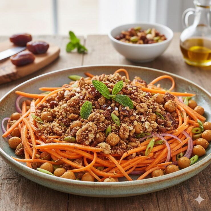 Karotten-Kichererbsen-Salat: Würzig, süß und knackig 🍊🌿 --- 🇬🇧 Carrot Chickpea Salad: Spicy, Sweet & Crunchy