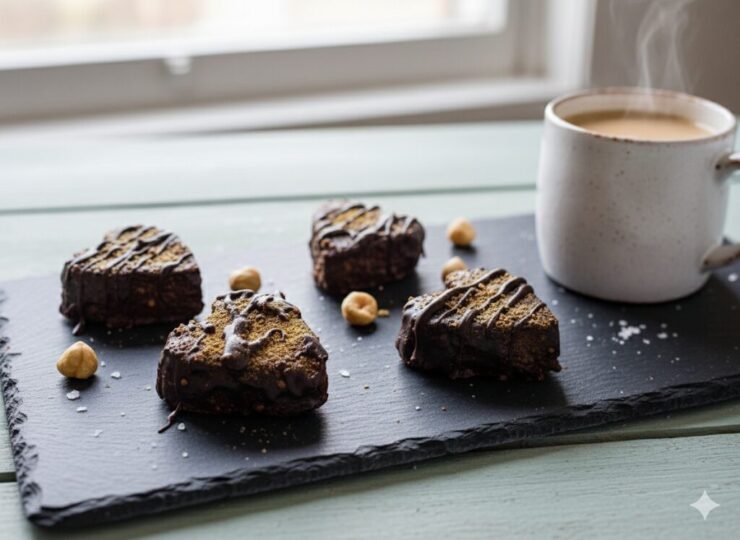 Gefüllte Schokoladenherzen mit Dattel-Haselnusscreme