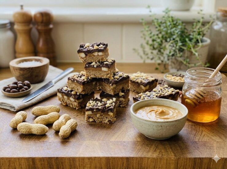 Gesunde Erdnuss-Honig-Karamell-Riegel (5-Zutaten-Snickers)