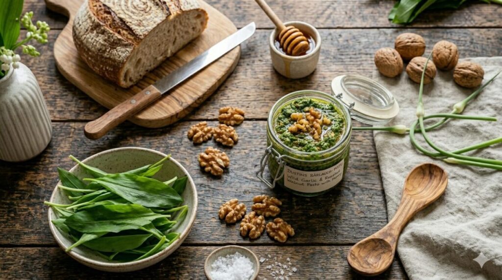 Bärlauch Pesto mit Honig und Walnüssen