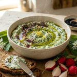 Bärlauch-Feta-Dip mit Tahini & Sumak