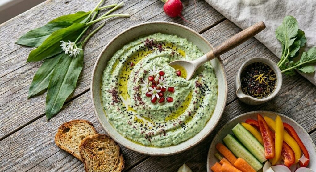 Bärlauch-Feta-Dip mit Tahini & Sumac Bärlauch-Feta-Dip mit Tahini & Sumac
