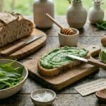 Bärlauch Butter mit Honig und gerösteten Walnüssen