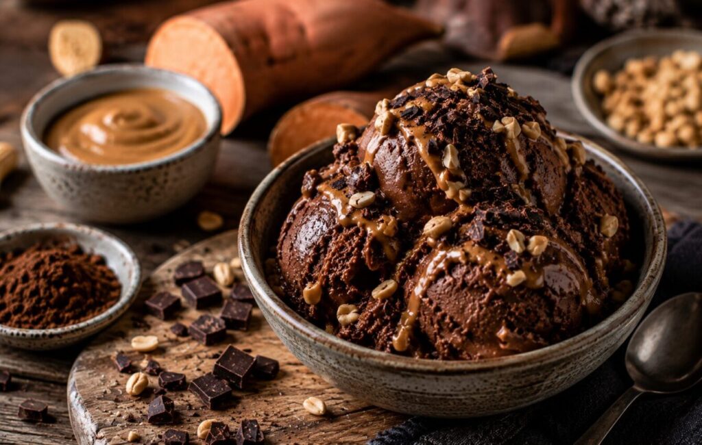 Süßkartoffel Schoko Crunch Nice Cream